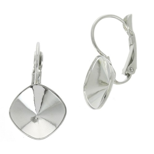 Ganchos pendientes base para cabujónes para pegar 4470 12 mm Rodiado x2