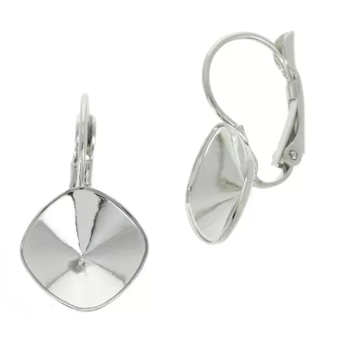 Ganchos pendientes base para cabujónes para pegar 4470 12 mm Rodiado x2