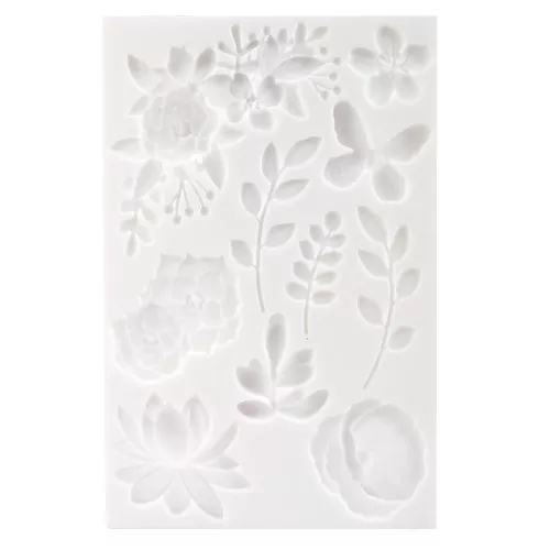 Molde de silicono para arcilla polimérica, resina y arcilla de metal- Floral x1