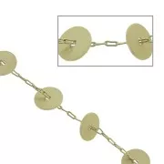 Cadena de fantasía eslabones rectanglulos/discos 7 mm  Dorado Satinado x50 cm