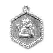 Colgante angel 23 mm plateado envejecido x1