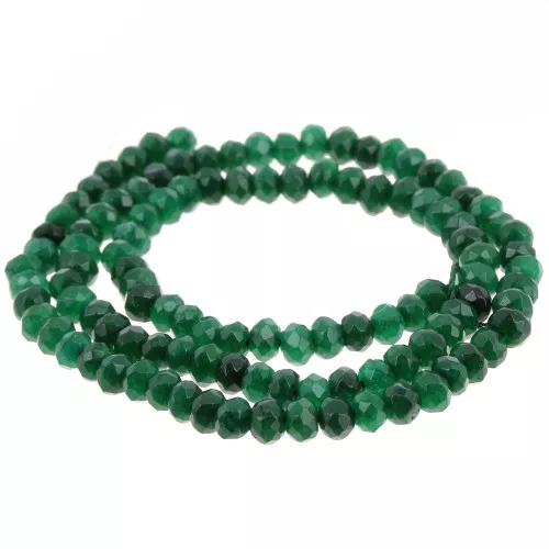 Gema de color redonda facetada aplanada de 4,5x3 mm - Cuarzo verde x35 cm