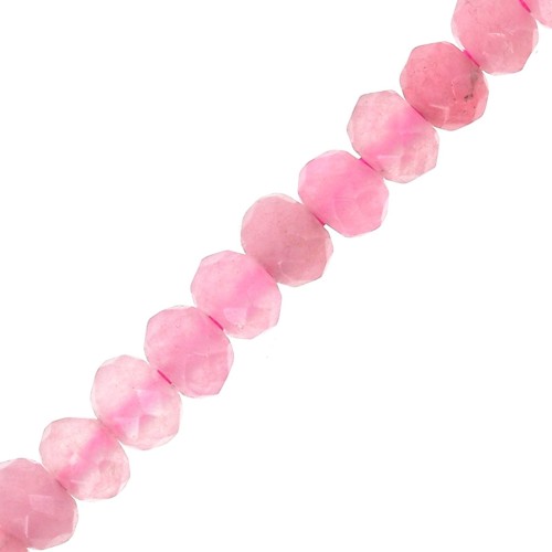 Redondas aplanadas facetadas 4x3 mm de Quartz teñida - Rosa Bonbon x35cm