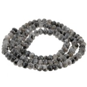 Redondas aplanadas facetadas 4x3 mm de Quartz teñida - Gris Oscuro x35cm