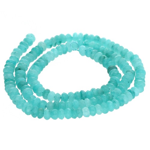 Jade Tintado redondo facetado aplanado 4,5x2,5 mm - Azul Turquesa x38cm