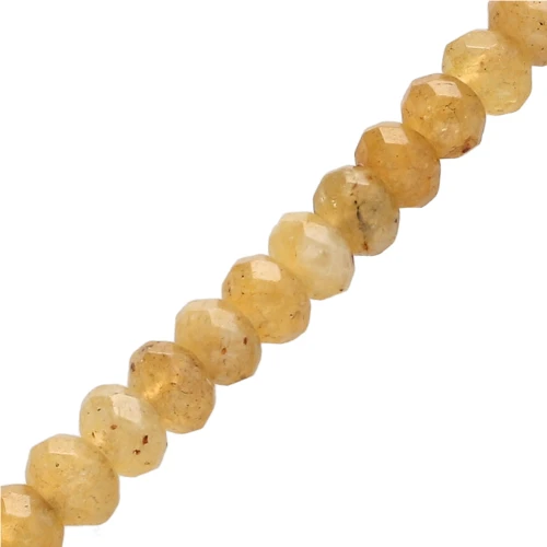 Redondas aplanadas facetadas 4x3 mm de Quartz teñida Amarillo Oscuro x35cm