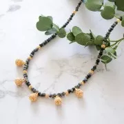 Redondas aplanadas facetadas 4x3 mm de Quartz teñida Amarillo Oscuro x35cm