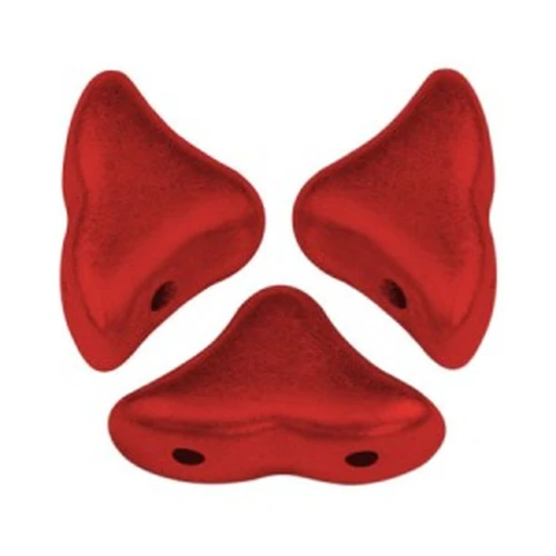Cuentas de cristal Hélios® de Puca® 6x10 mm Red Metallic Mat x10g
