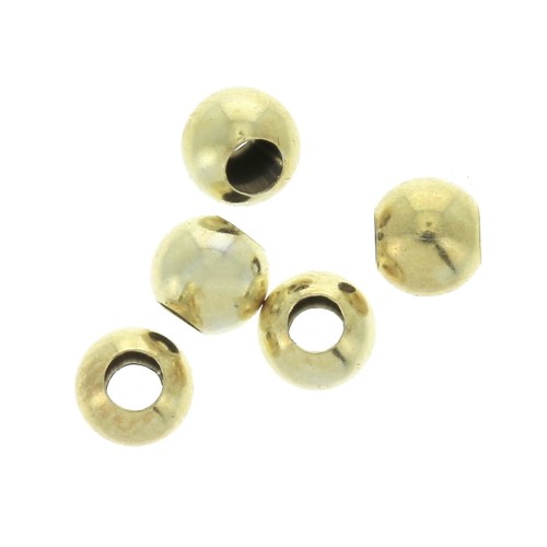 Cuentas Redondas de 4 mm Plata 925 Dorado con oro fino x25