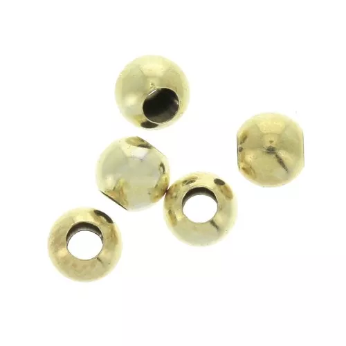 Cuentas Redondas de 4 mm Plata 925 Dorado con oro fino x25