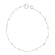 Pulsera malla forçât rectangular alternada bolas 2.5 mm de Plata 925 x17cm|raw }}