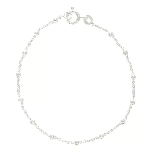 Pulsera malla forçât rectangular alternada bolas 2.5 mm de Plata 925 x17cm