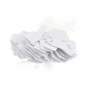 Etiquetas de precios de 23 x 13 mm, de papel con cordel - Blancas, 100 unidades
