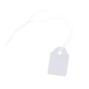 Etiquetas de precios de 23 x 13 mm, de papel con cordel - Blancas, 100 unidades