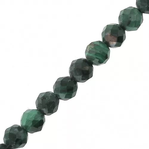 Cuentas redondas facetadas 3 mm Malachite Facetadas 3 mm x25