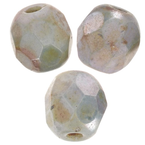 Facetadas 4 mm Chalk White Blue Luster x50