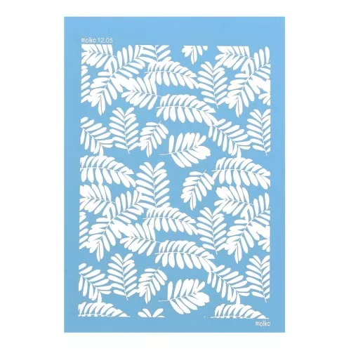 Silk Screen Moiko para arcilla polimérica 74x105 mm Estampado Hojas d'Acacia 12.05