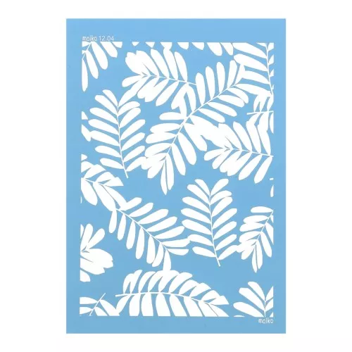 Silk Screen Moiko para arcilla polimérica 74x105 mm Estampado Grandes Hojas Acacia