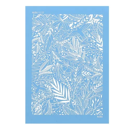 Silk Screen Moiko para arcilla polimérica 74x105 mm Estampado Hoja Tropical 12.02