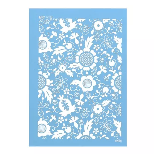 Silk Screen Moiko para arcilla polimérica 74x105 mm Estampado Flores 12.03