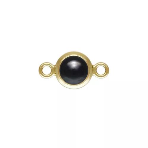 Entrepieza redonda 4,6 mm Imitación Ónix Negro - Oro laminado x1