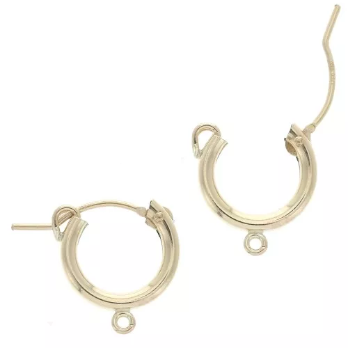 Pendientes de aro de 13 mm con anilla abierta - Hilo de 2,3 mm - Gold filled x2