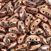 Abalorios de vidrio MobyDuo 2 agujeros 3x8 mm Crystal Capri Gold Full x50