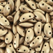 Abalorios de vidrio MobyDuo 2 agujeros 3x8 mm Gold Mat x50|raw }}