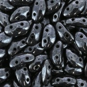 Abalorios de vidrio MobyDuo 2 agujeros 3x8 mm Jet Hematite x50