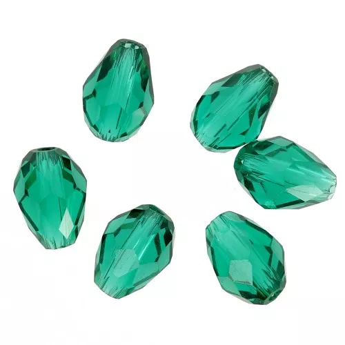 Cuentas gotas de vidrio facetado 6x8 mm - Emerald x20