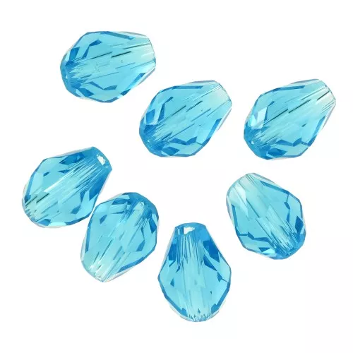 Cuentas gotas de vidrio facetado 6x8 mm - Aquamarine x20