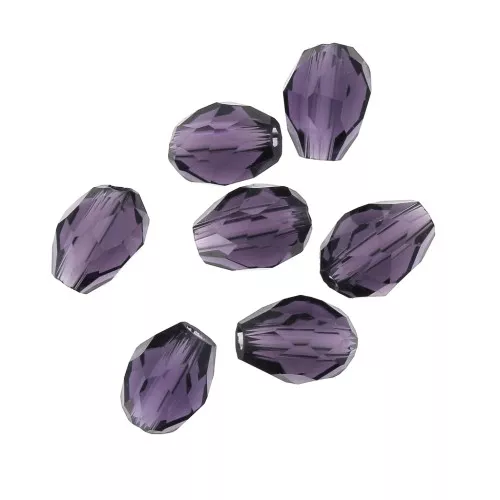 Cuentas gotas de vidrio facetado 6x8 mm - Dark Amethyst x20
