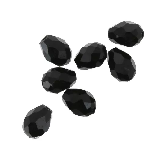 Cuentas gotas de vidrio facetado 6x8 mm - Jet x20
