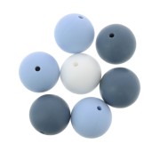 Cuentas de silicona 15 mm para chupete - Multi Azul / Blanco x7|raw }}