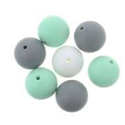 Cuentas de silicona 15 mm para chupete - Mint / Gris / Blanco x7|raw }}