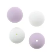 Cuentas de silicona 18 mm para chupete - Lavanda / Blanco x4