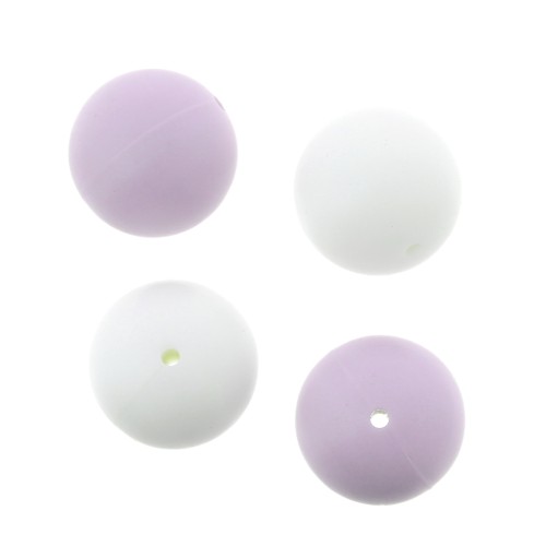 Cuentas de silicona 18 mm para chupete - Lavanda / Blanco x4