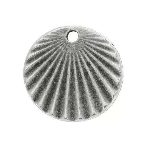 Dije redondo grabado efecto arrugado 16 mm - plateado envej.i x1