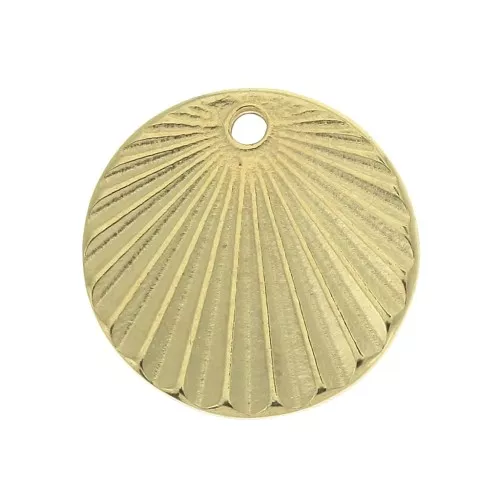 Dije redondo grabado efecto arrugado 16 mm - Dorado con oro fino x1