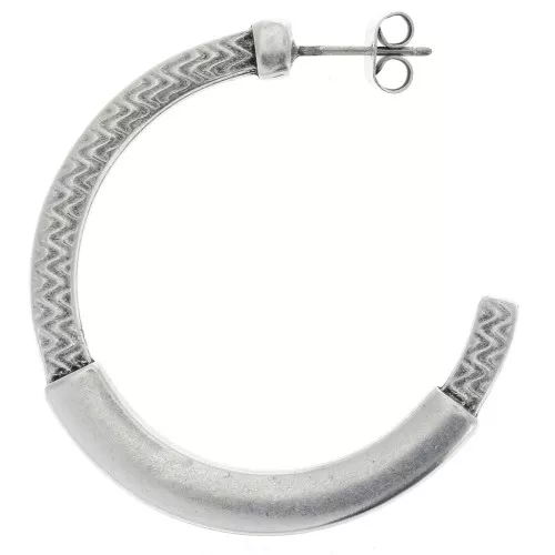 Pendientes Aros de fantasía étnico de zamac a decorar 39 mm - plateado envej.i x2