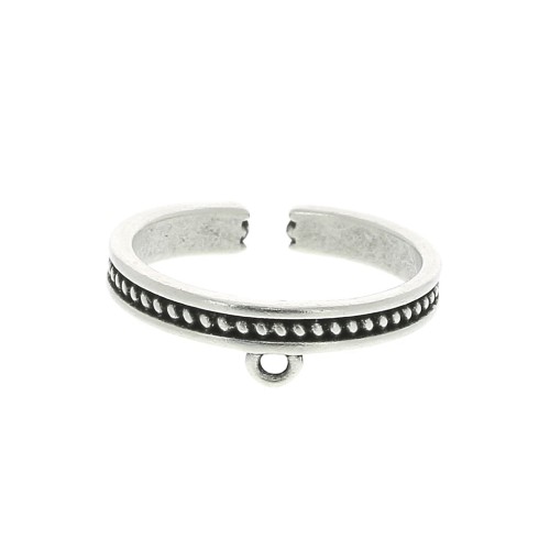 Anillo ajustable 1 anilla - estampado etnico - plateado envej.i x1