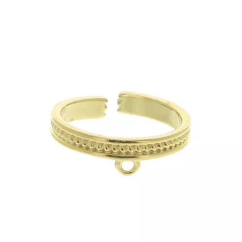 Anillo ajustable 1 anilla - estampado etnico - Dorado con oro fino x1