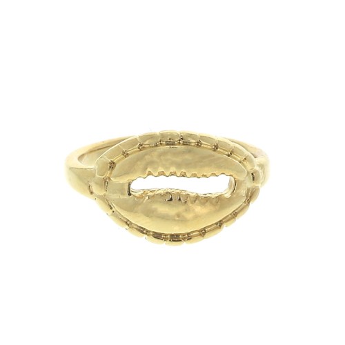 Anillo ajustable con concha cauri - Dorado con oro fino x1