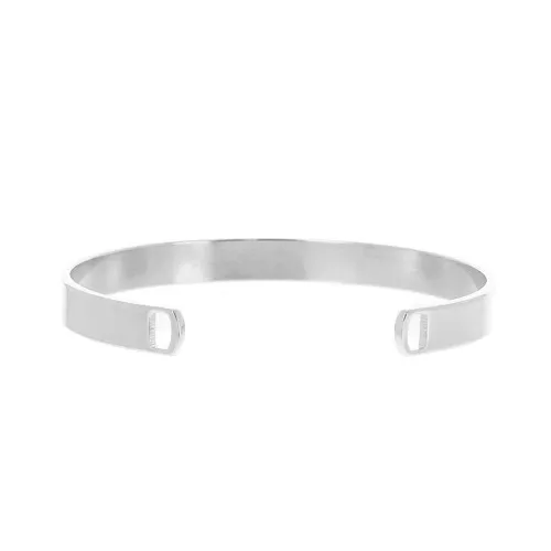 Pulsera jonc de latón 2 agujeros 6x150 mm - Plateado envejecido x1