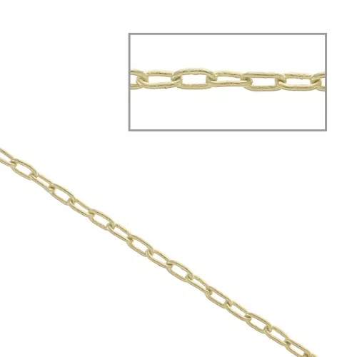 Cadena fina malla forçat ovalada alargada 1 mm Dorado con oro fino x1m