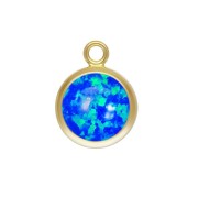 Colgante redondo 8.6x6.5 mm De imitación Blue Opal / Gold filled x1|raw }}