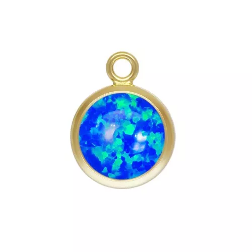Colgante redondo 8.6x6.5 mm De imitación Blue Opal / Gold filled x1