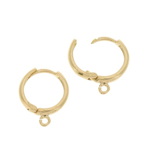 Aros de pendientes redondae anilla abierta 17mm - Plata 925 dorado con oro fino x2