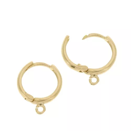 Aros de pendientes redondae anilla abierta 17mm - Plata 925 dorado con oro fino x2