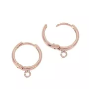 Aros de pendientes forma redonda con anilla abierta  - de Plata 925 Dorado Rosa x2